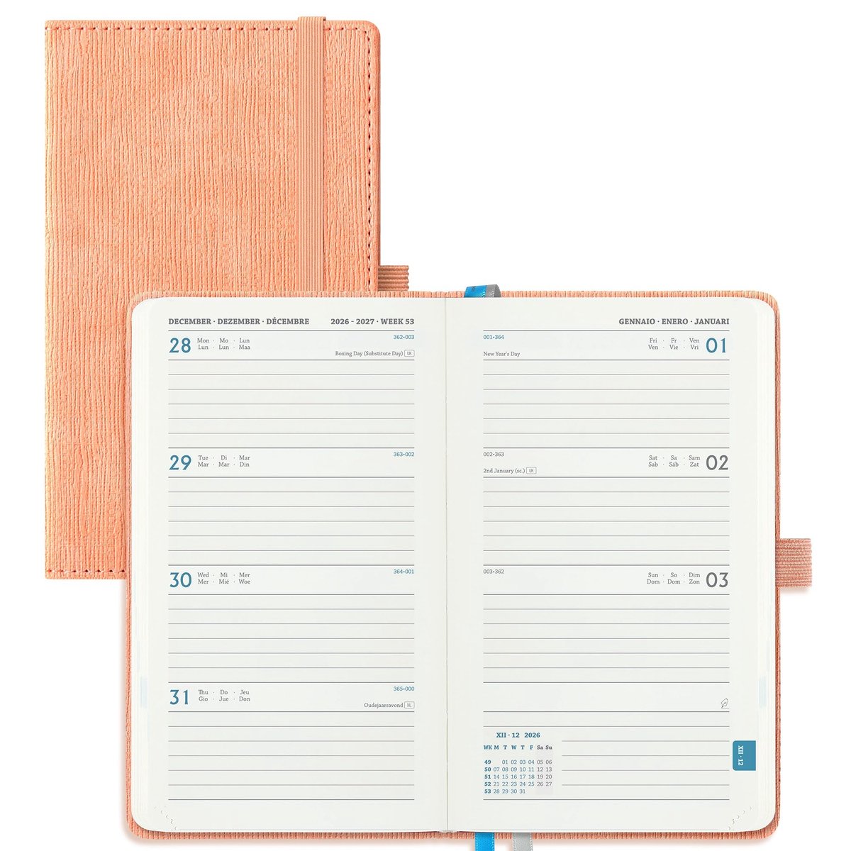 Agenda A6 Pocket Weekagenda 2026 2027 - PU Lederen Kaft - Roze - Ideaal voor school en werk - ShopVlot