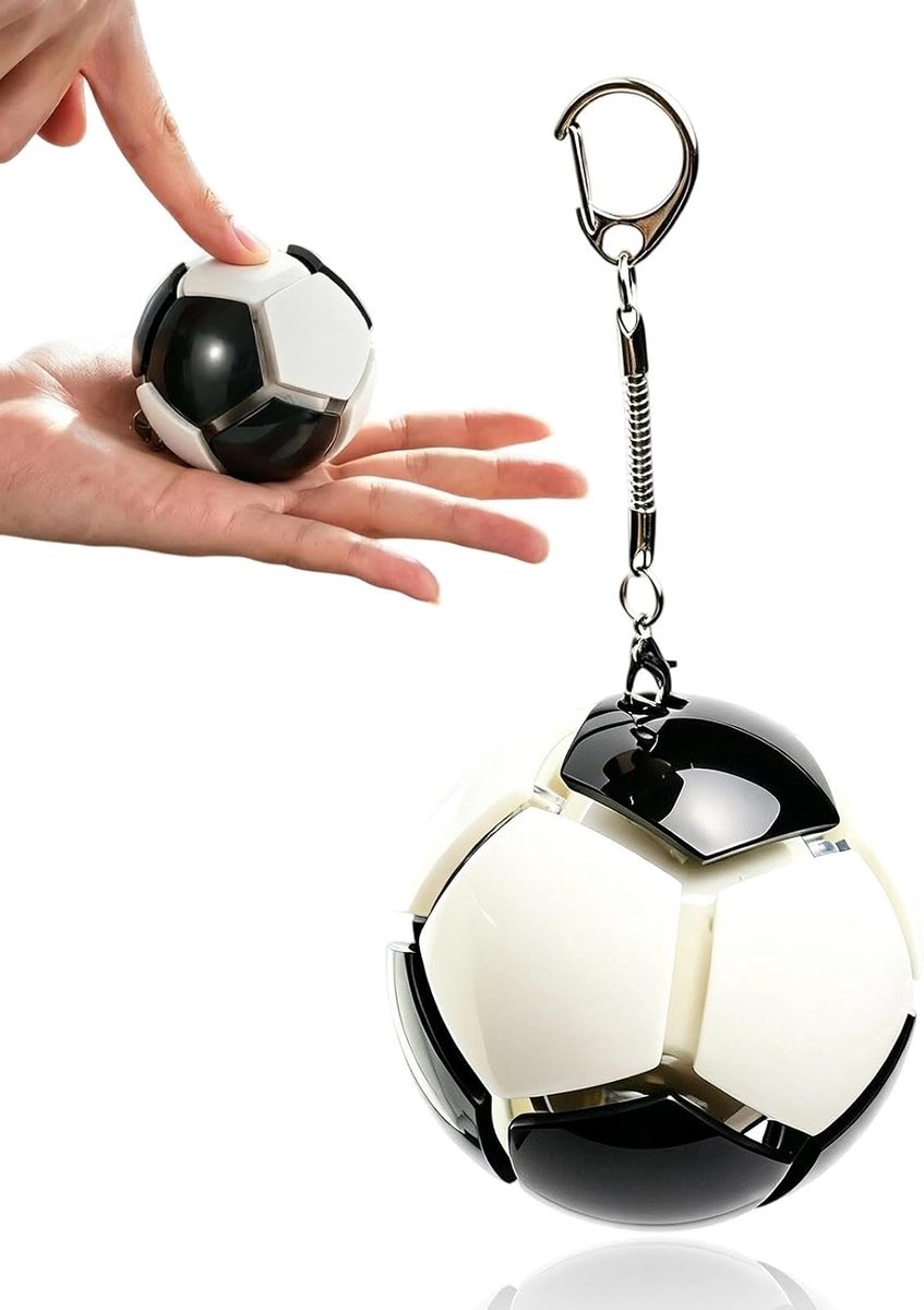 Sleutelhanger met 12 toetsen - voetbal-zwart-wit design - robuust ABS - anti-stress voor onderweg - ShopVlot