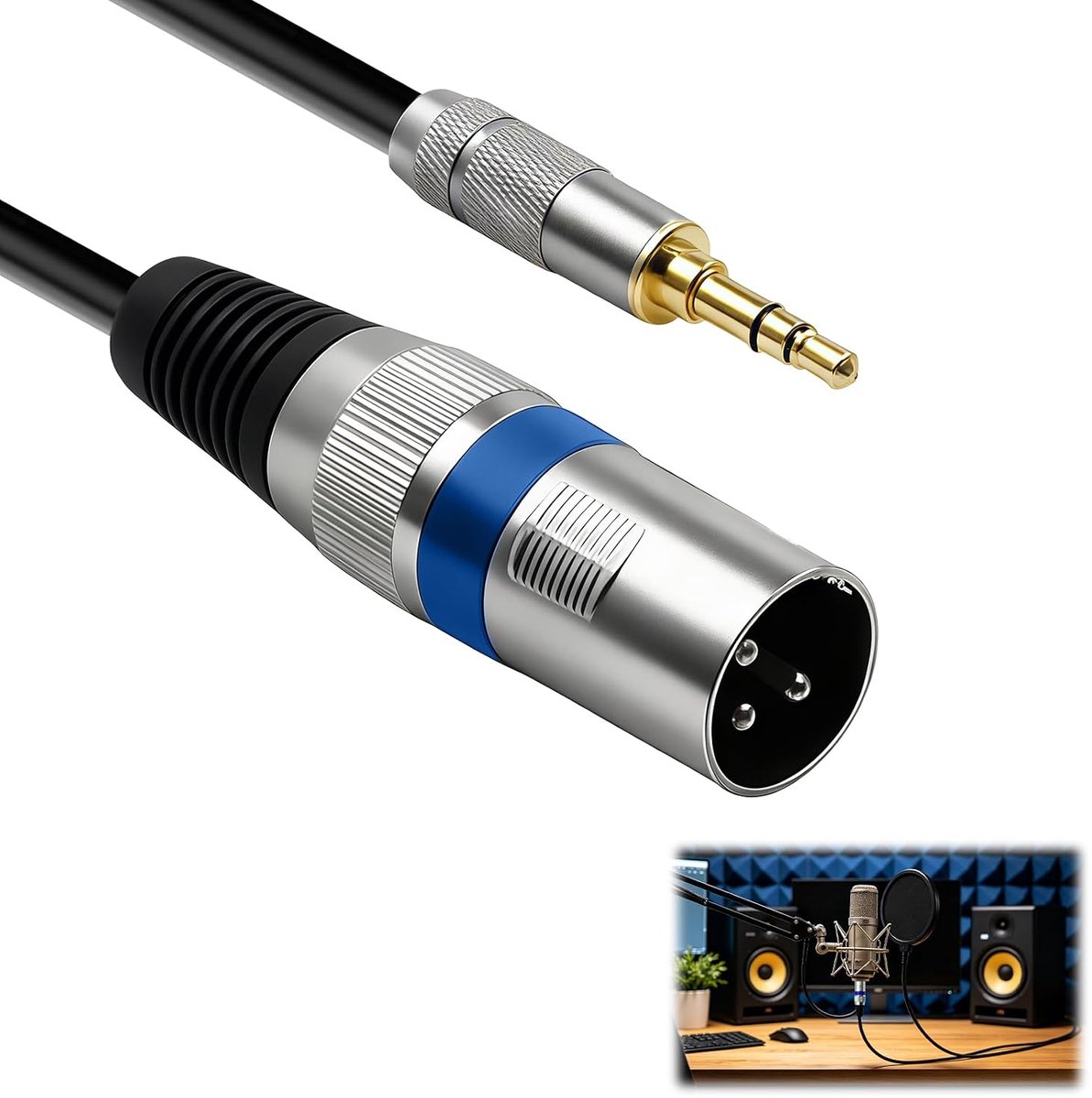 XLR naar jack 3,5 mm audiokabel - ongebalanceerde jackstekker - ruisonderdrukking - ideaal voor microfoon en versterker - ShopVlot