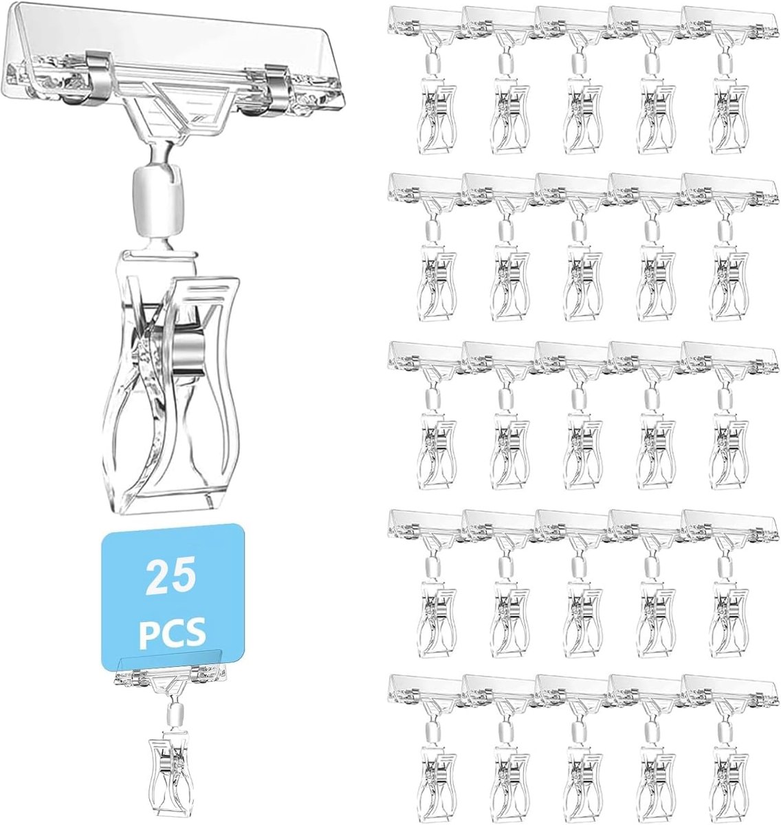 25 Pcs Swivel Plastic Shield Holders, Rotating Price Sign Holder, Price Sign Holder Clip Merchandise Plate Clip for - ShopVlot