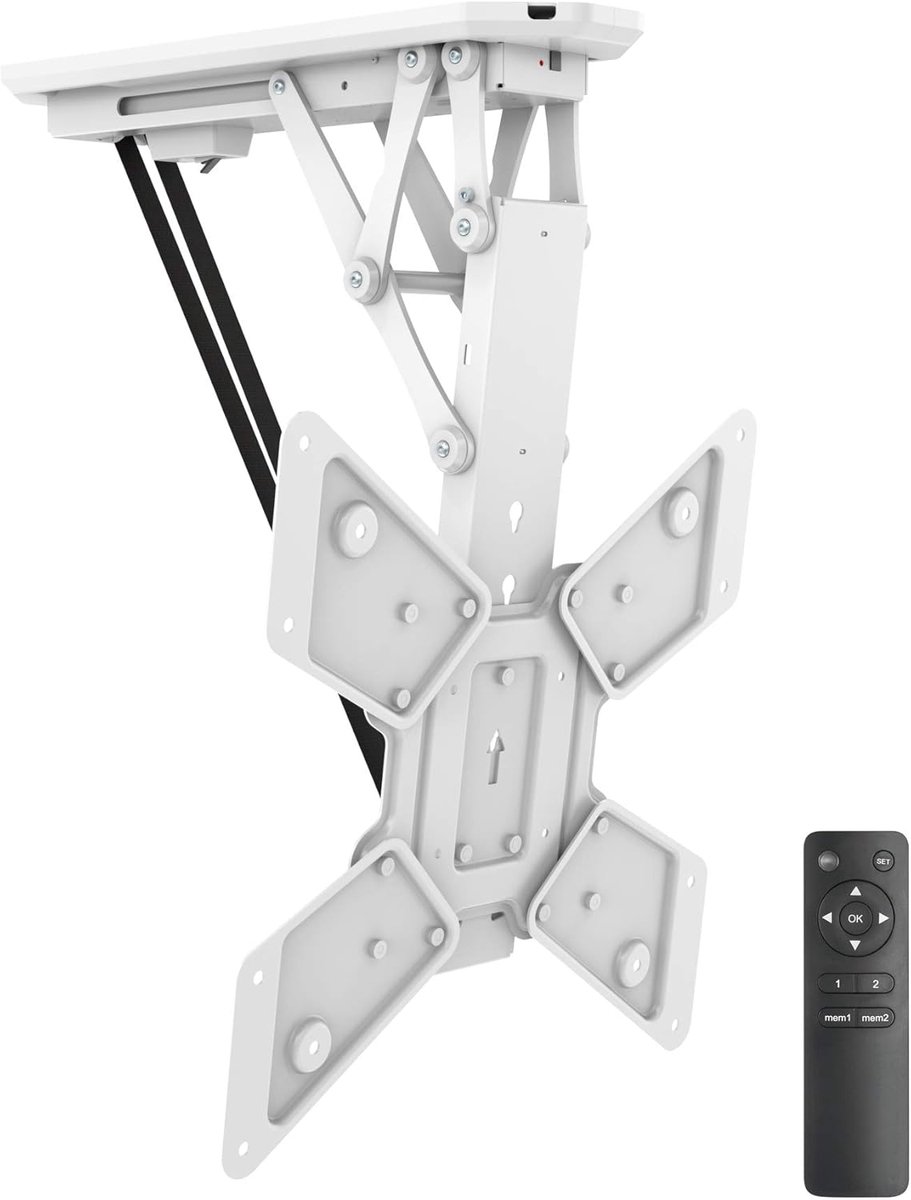 myWall HL12WML Collapsible Motorised Ceiling Mount for Flat Display, 23-55 Inch (58-140 cm), Up to 30 kg White - ShopVlot