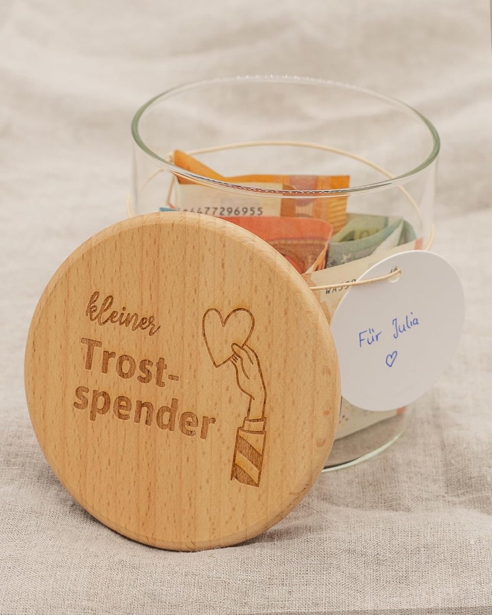 NEW! Gift glass to give as a gift - personal gift for money gift or to fill individually (1 piece, comfort dispenser) - ShopVlot
