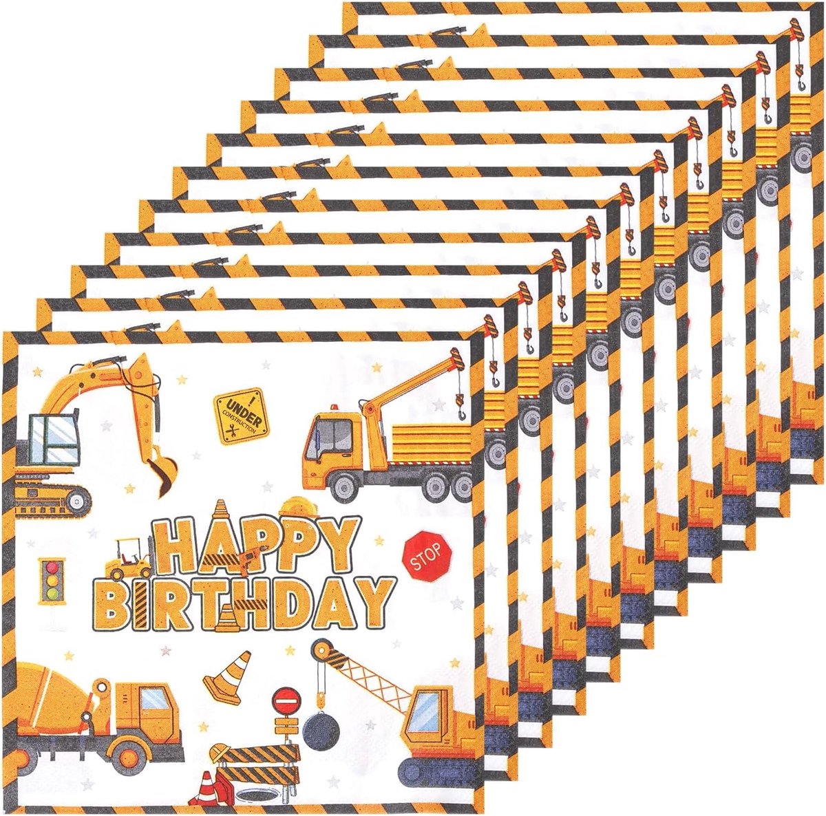 40 stuks servetten graafmachine, bouwplaats servetten kinderverjaardag, kan worden gebruikt voor kinderverjaardagen - ShopVlot