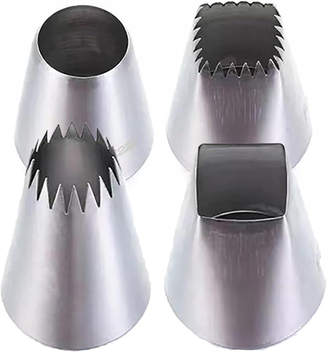 4 pieces stainless steel baking nozzles, large flower pots, piece nozzles, tips for decorating cakes, cookies, cakes - ShopVlot