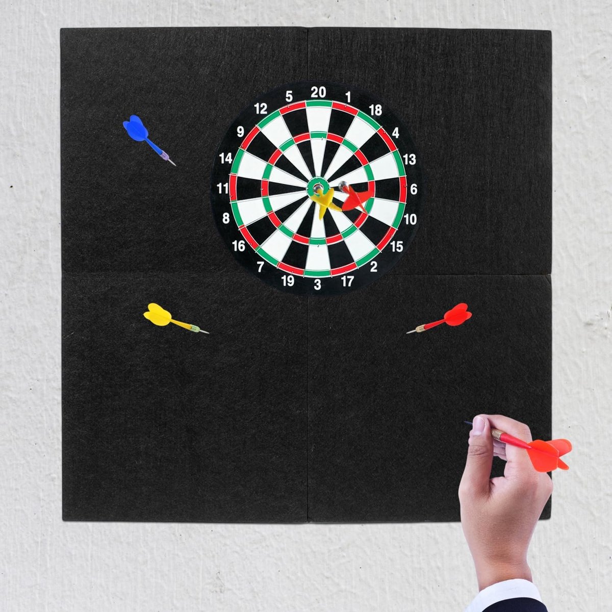 Dartboard Wall Protector, 60 cm x 60 cm x 12 mm, Felt Wall Tiles, Dartboard Border & Back Panel, Alternative to Cork - ShopVlot