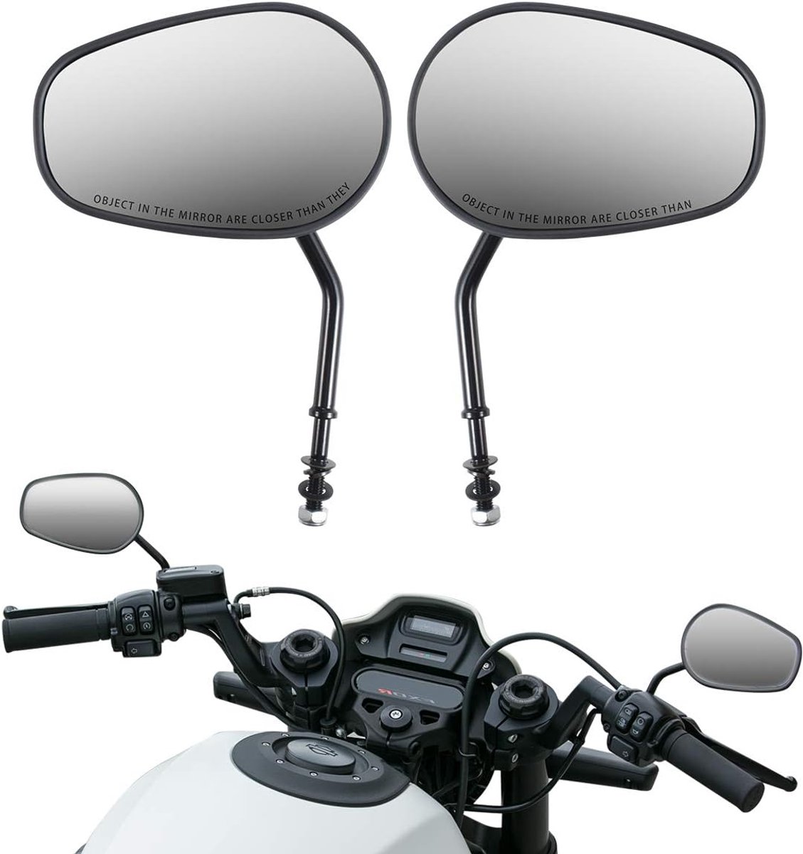 KATUR Motorcycle 8MM 10MM Handlebar End Mirrors Rearview Mirror Motorbike Black Edge Cut Rearview Side Mirrors for - ShopVlot