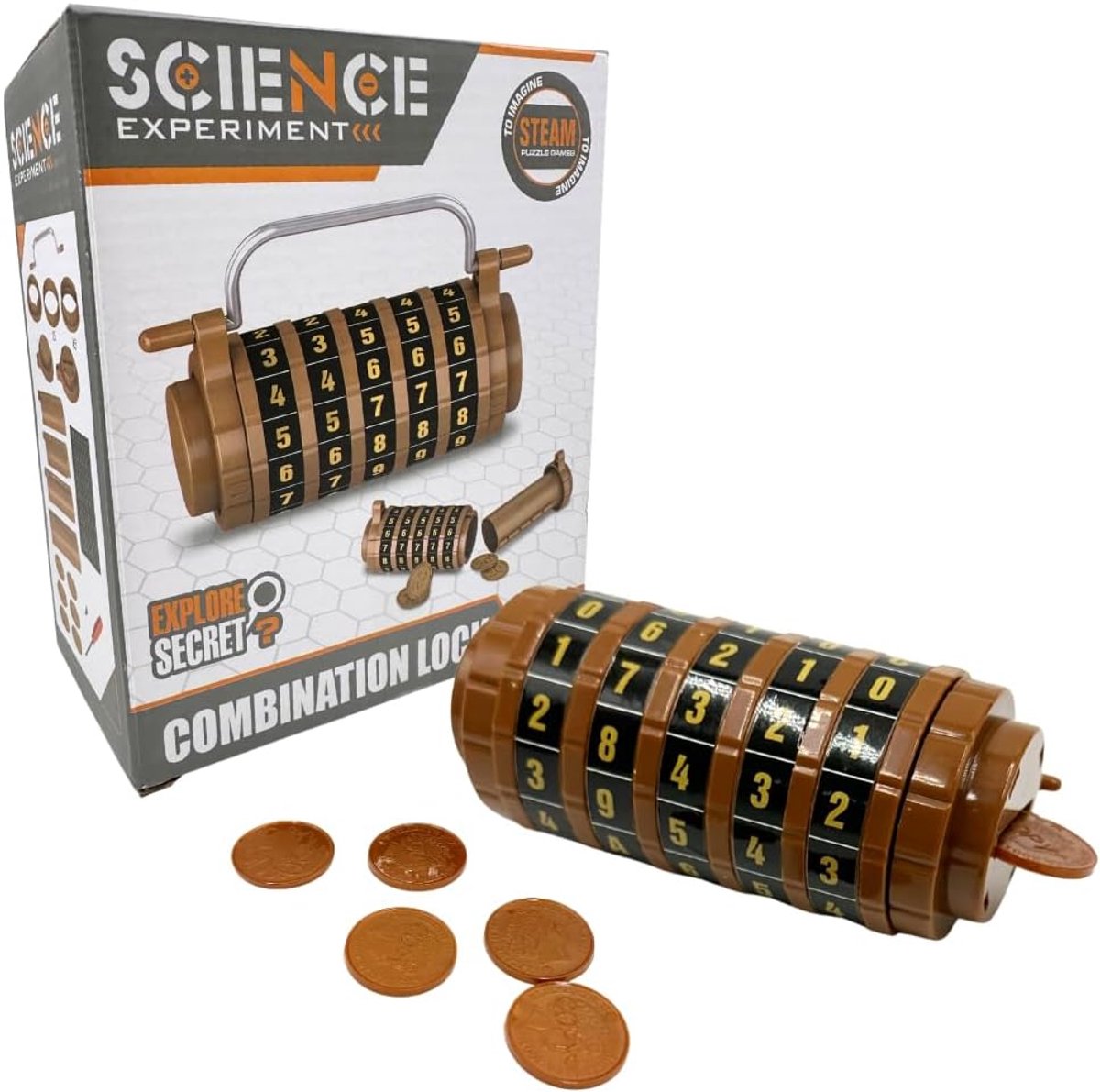 Cryptex Da Vinci Puzzle Box, Secret Combination Lock, Logic and Mystery, Educational Puzzle with Coins, Educational - ShopVlot