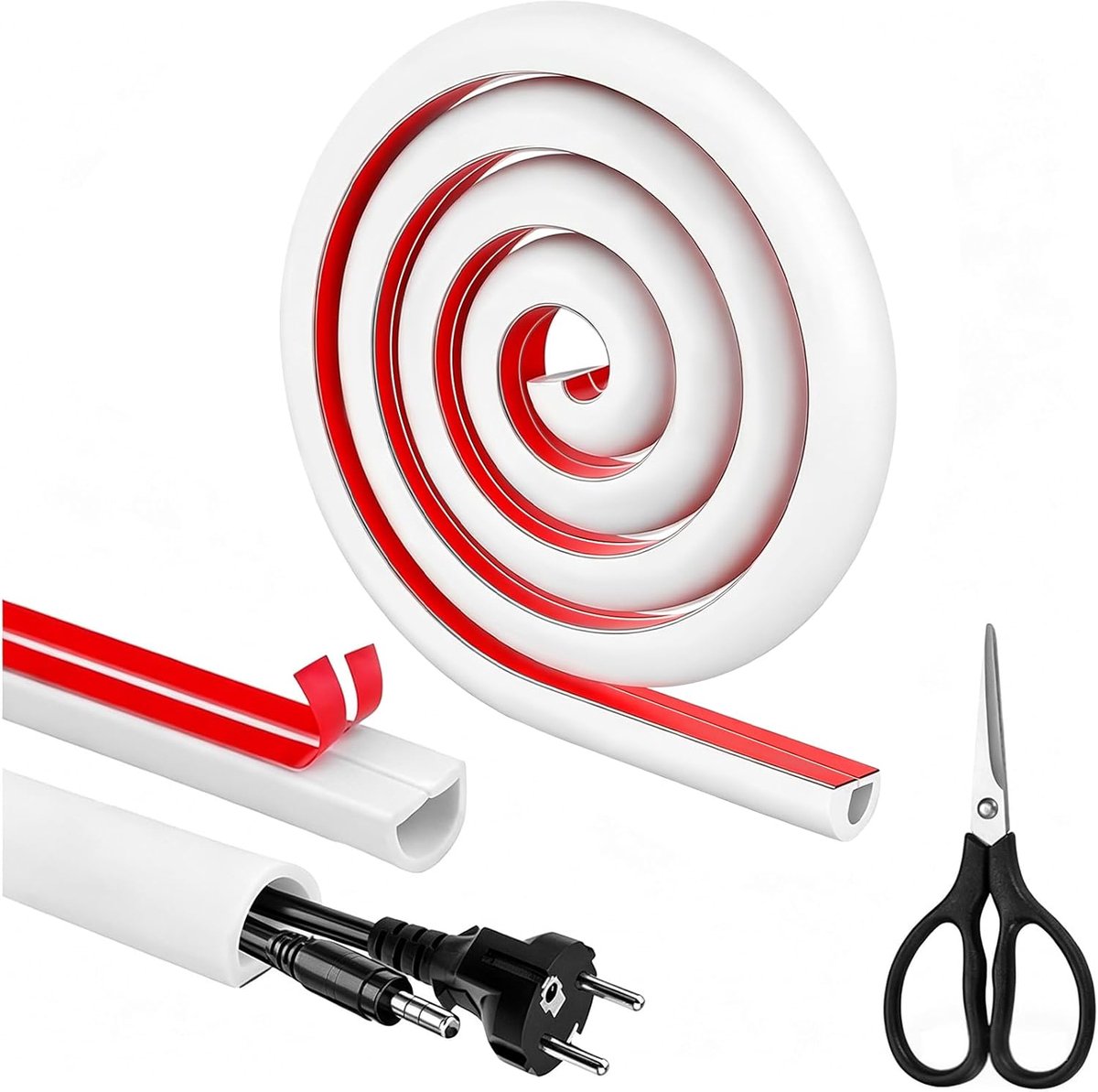 Self-Adhesive, Flexible Hemisphere, 1 m, with Scissors, for Home Assembly, 15 mm x 10 mm, White - ShopVlot