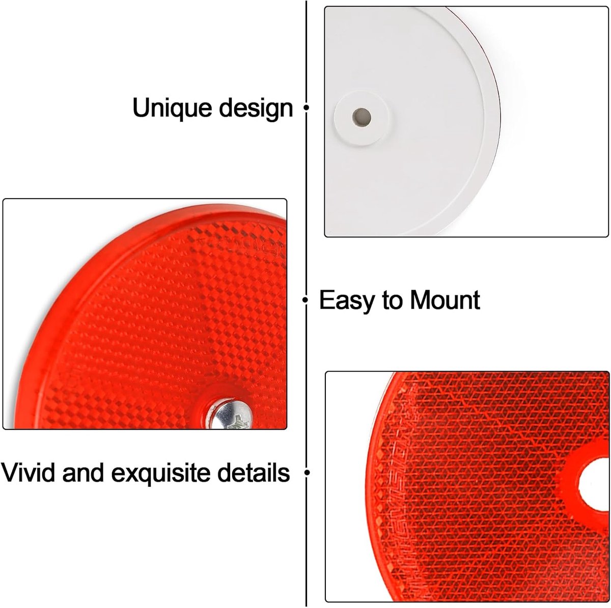 AOHEWEI Red Round Screw On Rear Reflectors, Circular Screw Mount Safety Reflectors For Caravan Truck Trailer Boat - ShopVlot