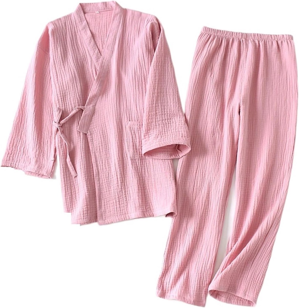 Pajamas Set for Women, 2023 Japanese Kimono Set Cotton Pajamas Two Piece Pair Loose Men and Women Sweat Steaming Suit - ShopVlot