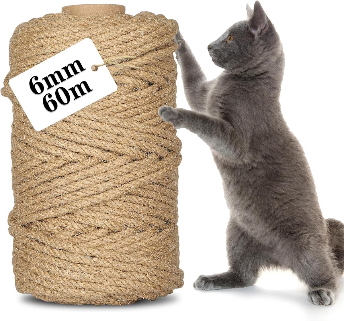 Sisal Touw 6mm x 60m - Natuurlijke Jute - Veilig voor Katten - Perfect voor Krabpalen - ShopVlot