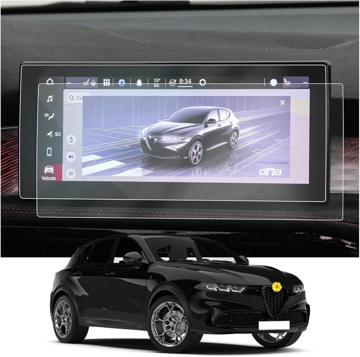 SnelShoppen - Navigatiescherm Beschermfolie 10.25 Inch Alfa Romeo Tonale 2022 2023 2024 - Anti-Kras PET Film - 2 Stuks - Hybrid/Plug-in Hybrid Accesso