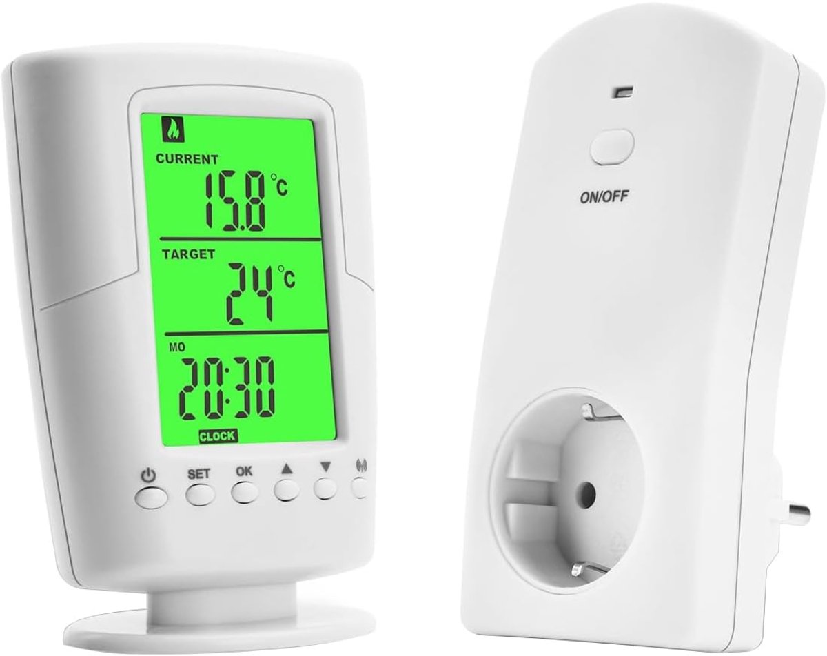 Draadloze thermostaatstekker - infrarood met verwarmings- en koelingsmodus - eenvoudig te bedienen - ShopVlot