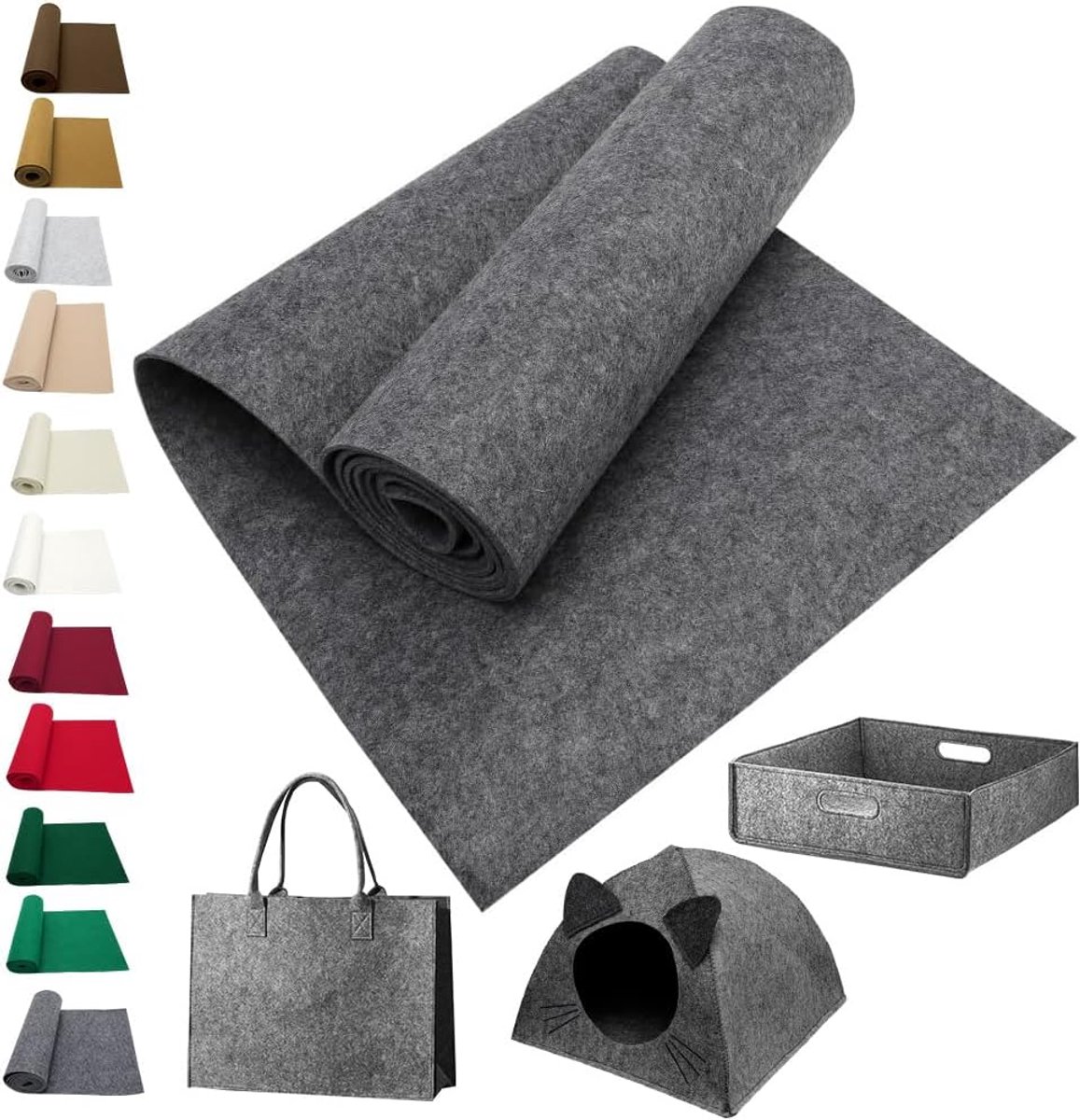 Viltstof 30 x 250 cm - Medium Grijs - 3 mm Dikte - Duurzaam voor Creatief Gebruik - ShopVlot