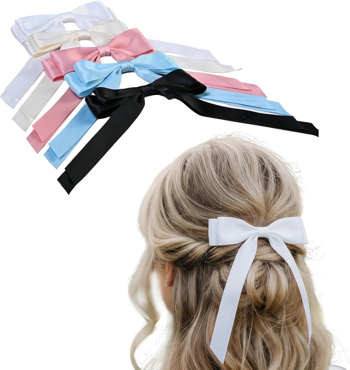 Haarspeldset 5 Stuks - Oversized Strik - Heldere Kleuren - Beschermt Gevoelig Haar - ShopVlot