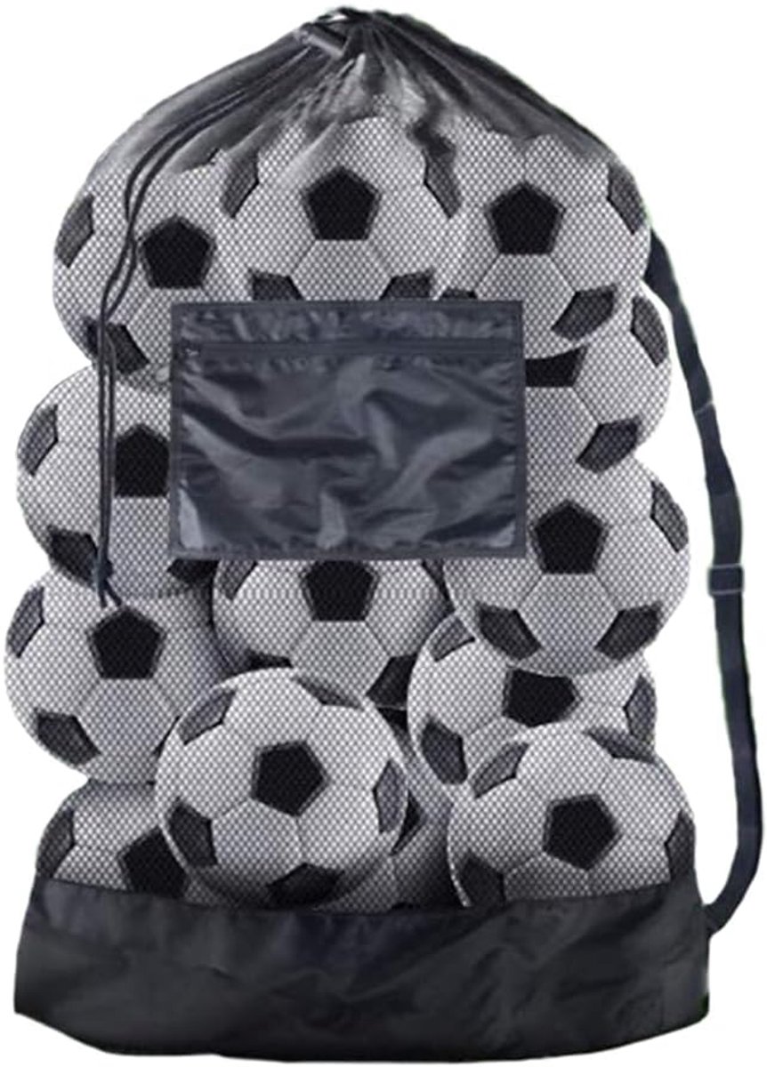 Mesh drawstring bag voor ballen - extra groot 100x75cm - duurzaam materiaal - ideaal voor sportuitrusting - ShopVlot