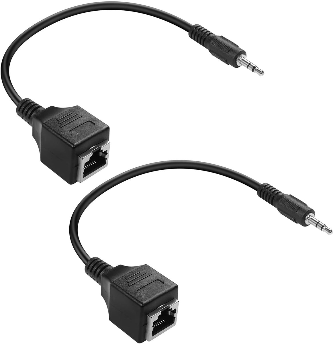 RJ45 naar 3.5mm stereo adapter - 2-pack - bi-directioneel - eenvoudig te installeren - ShopVlot