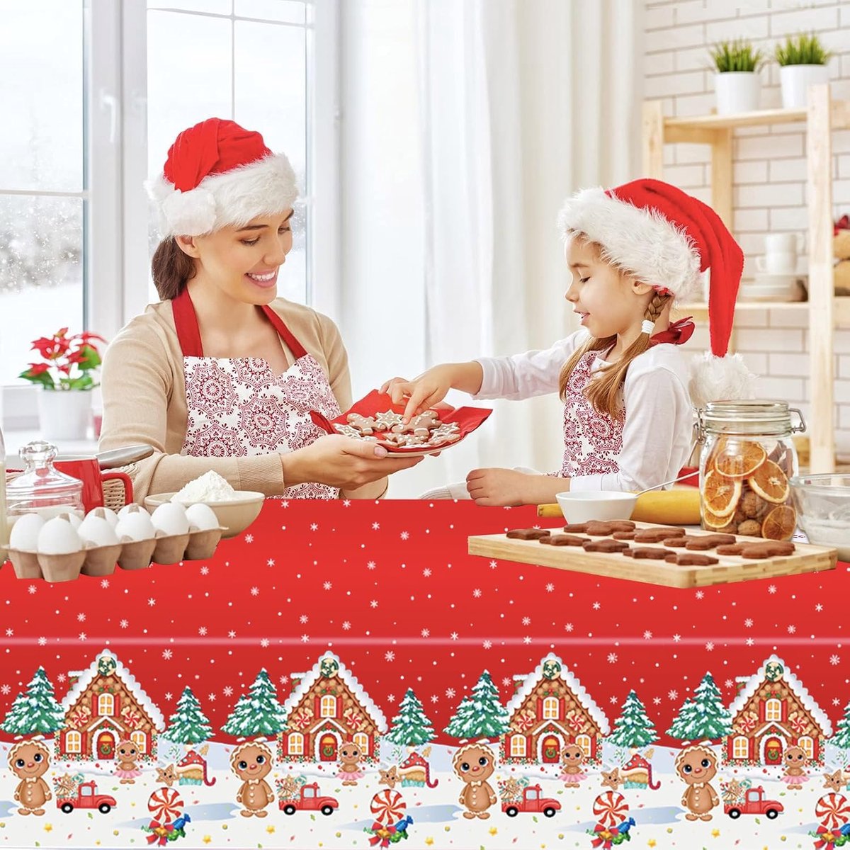 Tafelkleed Kerst 137 x 274cm - Plastic Waterdicht - Feestelijke Kerstprint - Perfect voor Kerstavond - ShopVlot