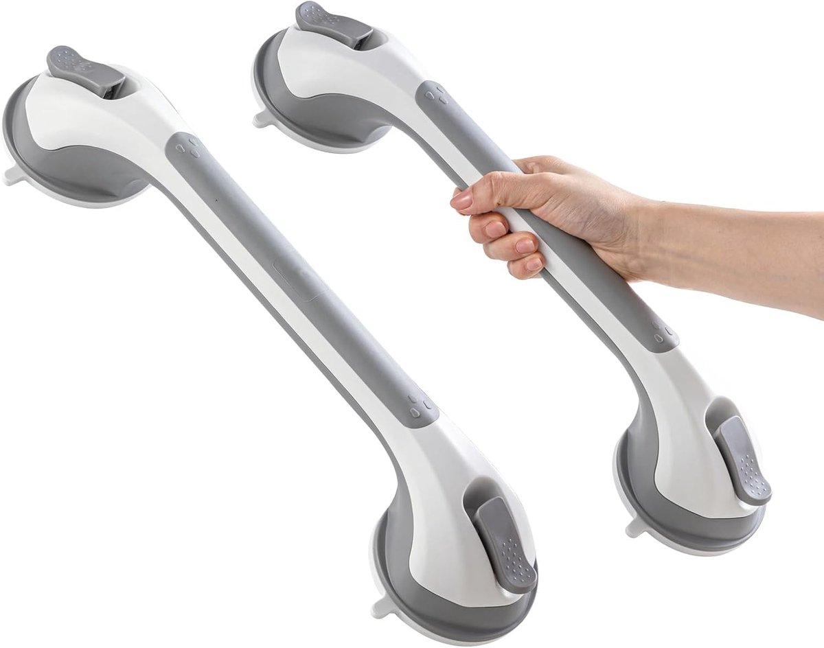 Zuigbeugel voor badkamer 43 cm - grijs - 110 kg - veilig voor ouderen en kinderen - ShopVlot
