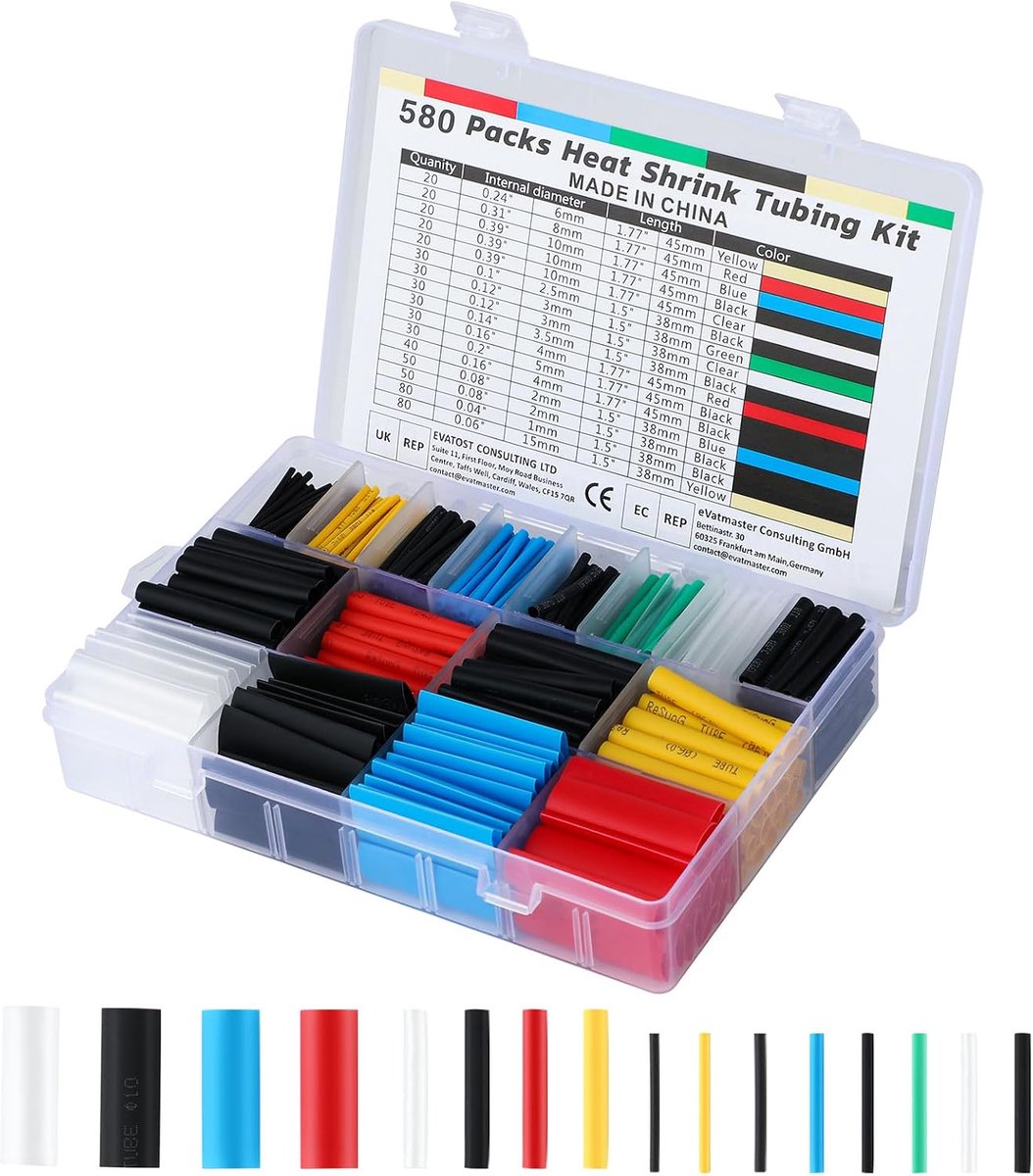 Heat shrink tubing set 580 stuks - isolatie en bescherming - waterdicht en roestbestendig - voor kabelverbindingen - ShopVlot