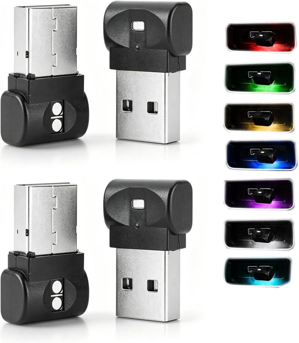 4 USB LED auto licht RGB, 7 kleuren sfeerverlichting - 7 RGB-kleuren, dimbaar, energiebesparend, compatibel met auto - ShopVlot