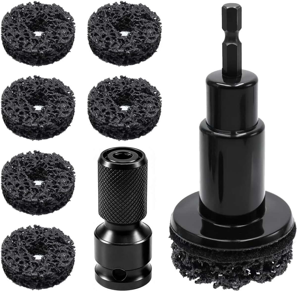 Wielbouten en wielnaafslijper - 6 slijpschijven - inclusief slagschroevendraaieradapter - snelle reiniging van wielnaaf - ShopVlot