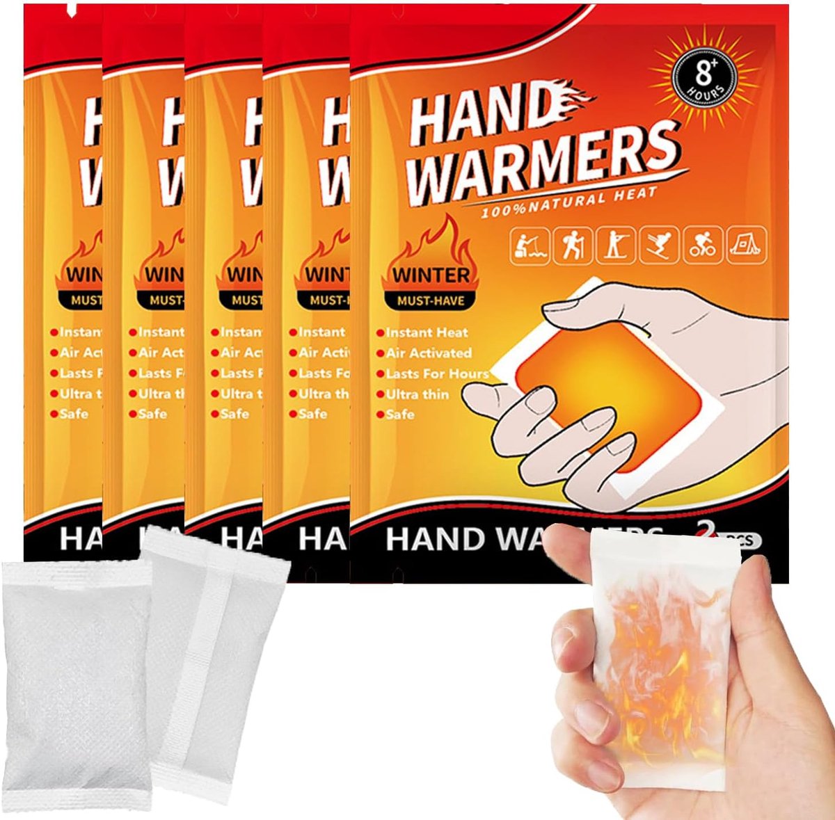 Handwarmers 5 paar - luchtgeactiveerde warmtepads - tot 10 uur warmte - ideaal voor buitenactiviteiten - ShopVlot