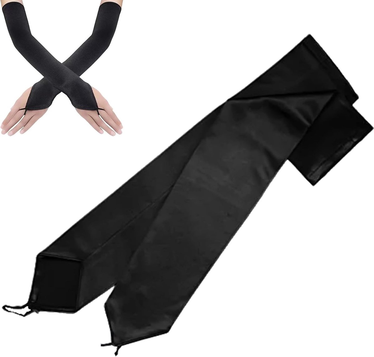 lange zwarte handschoenen - zijde - warm en elegant - perfect voor Halloween - ShopVlot