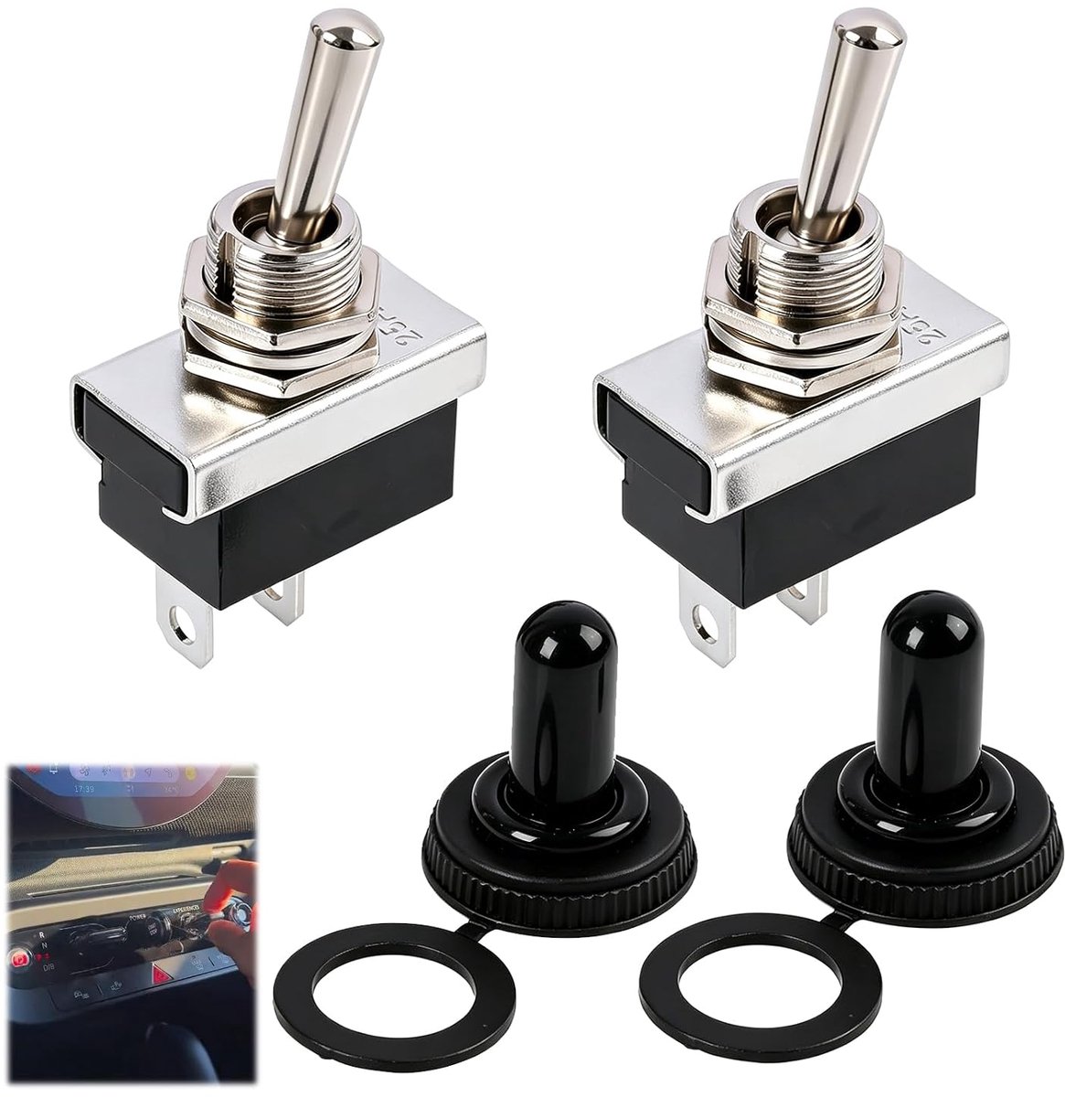Tuimelschakelaar 12V 25A - Metalen waterdicht - 2 standen ON/UIT - Betrouwbare bediening voor voertuig - ShopVlot