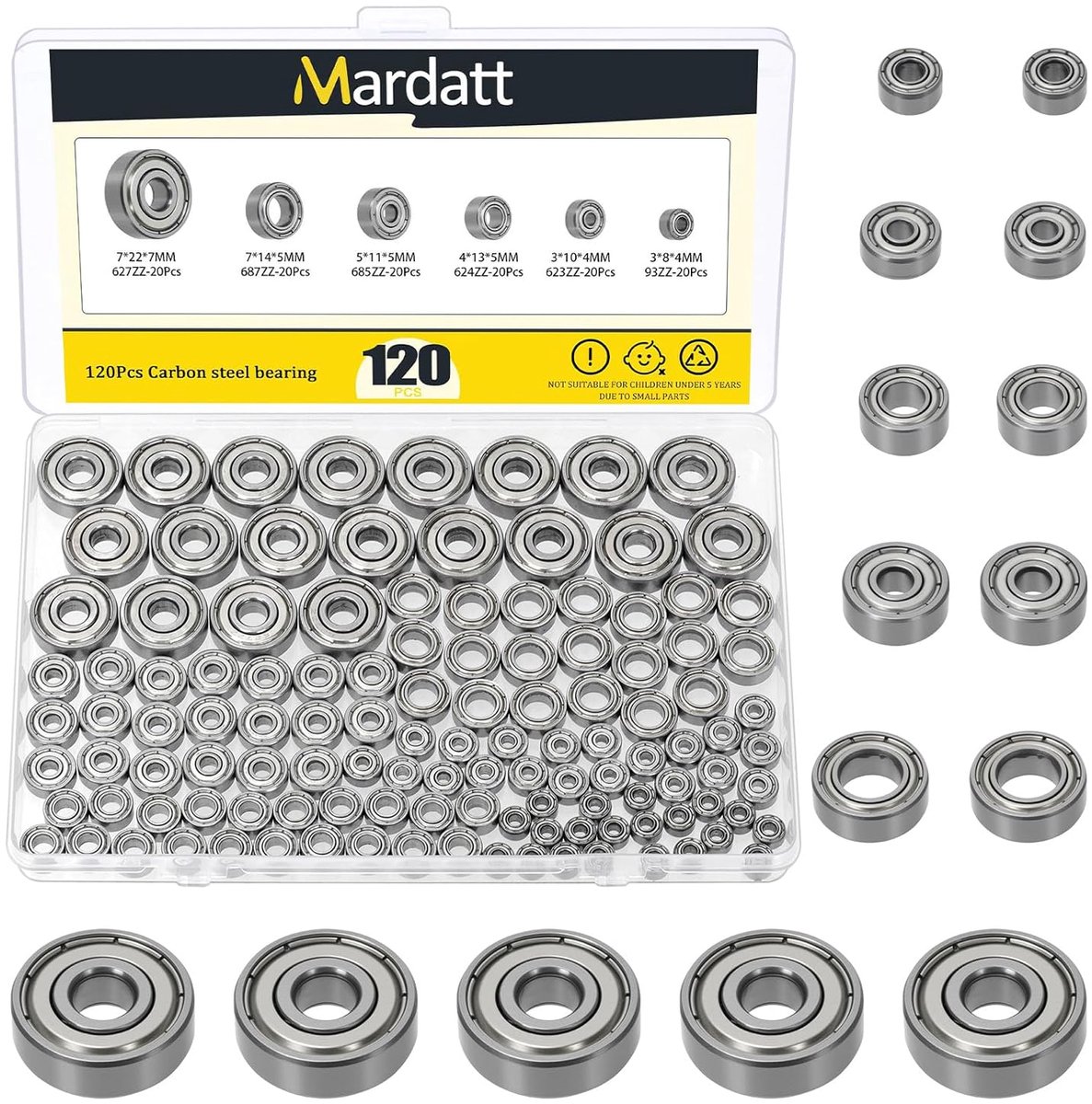 Kogellagers Set 120 Stuks - Carbon Staal - Diverse Maten - Ideaal voor Snelheidsoverdracht - ShopVlot