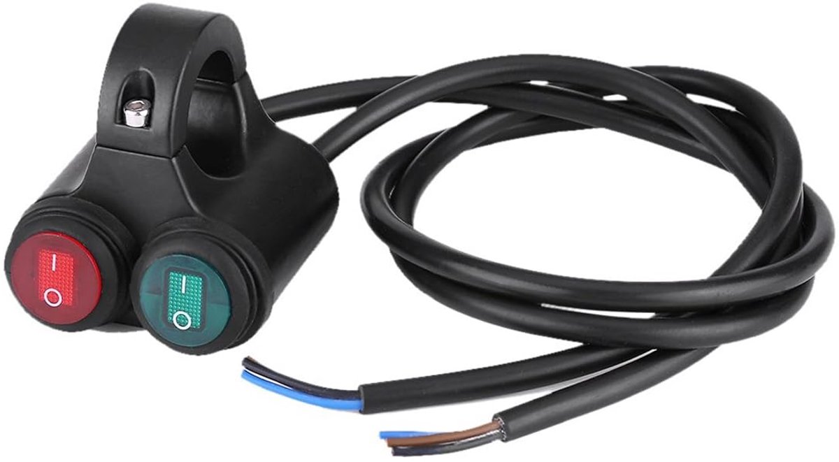Handvat Schakelaar Motorfiets 22mm - Aluminium - Dubbele Rode Drukknop - Waterdicht en Betrouwbaar - ShopVlot