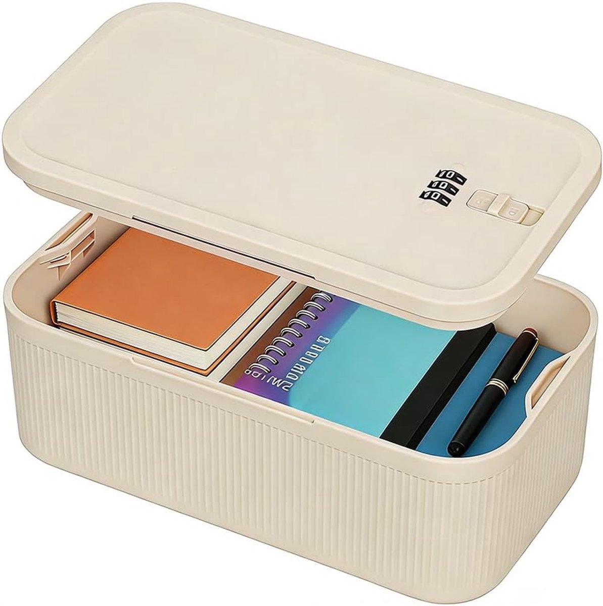 Medicijnsluitdoos met combinatieslot - beige - veilige opbergdoos voor medicijnen en waardevolle objecten - ShopVlot