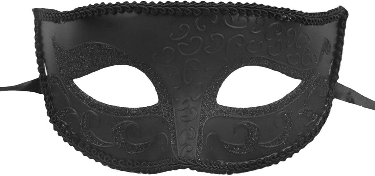 Venetiaans masker - elegante zwarte kant - met ornamenten - perfect voor carnaval - ShopVlot