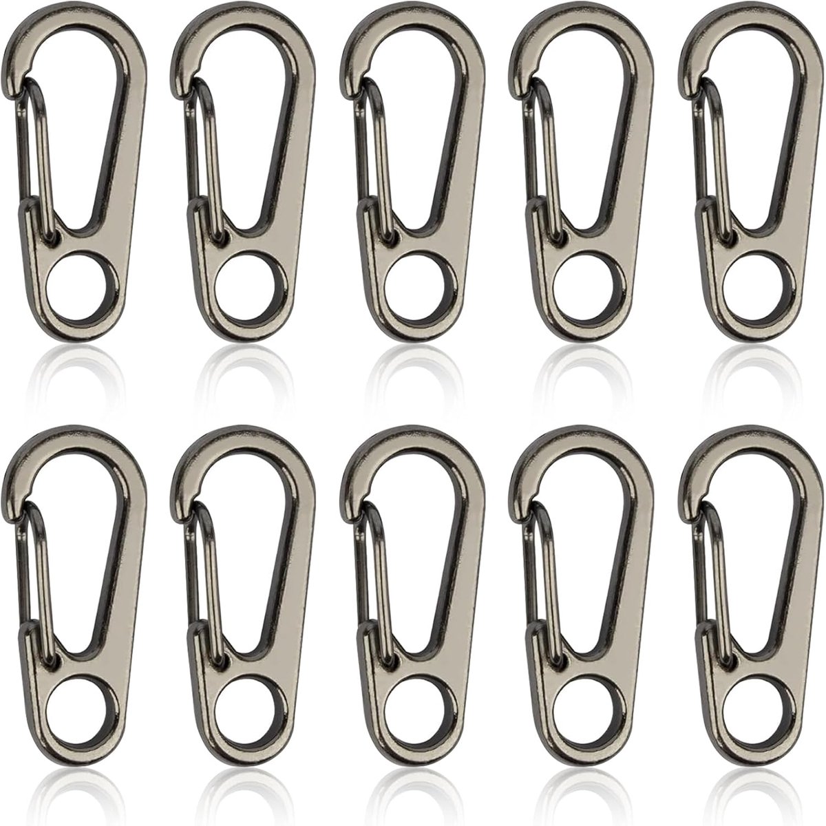 Carabiner haken 10 stuks - klein - roestvrij staal - ideaal voor outdoor avonturen - ShopVlot
