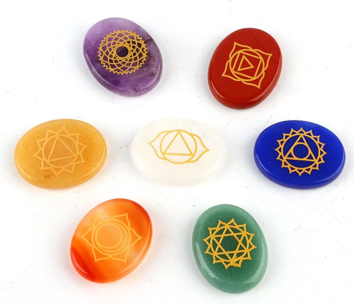 Set van 7 Chakra Healing Stones voor Meditatie en Reiki, Kleurige Kristallen voor Energiebalans en Spirituele Ontwikkeling