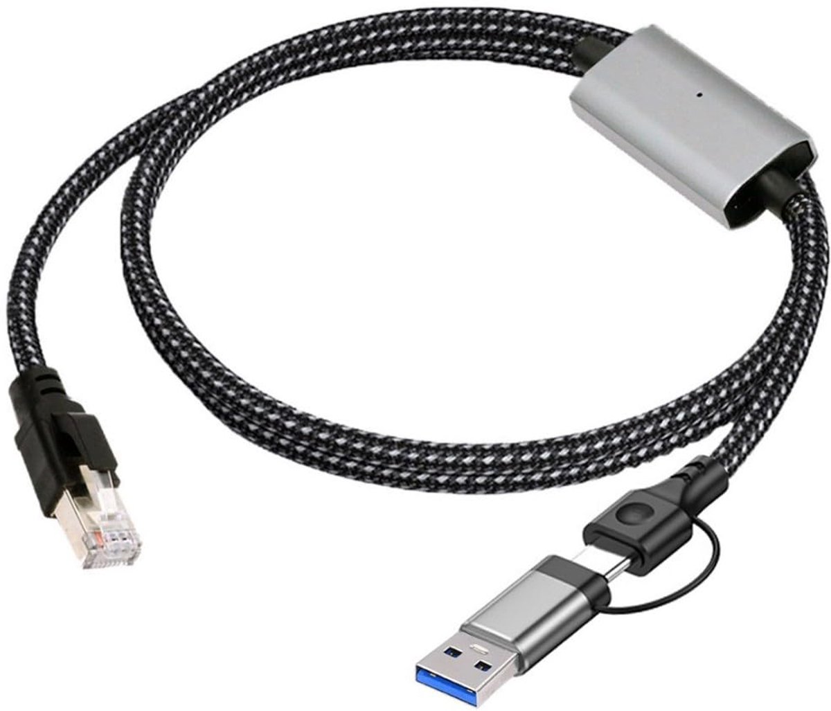 USB naar Ethernet kabel 2-in-1 - USB 3.0/USB C - CAT7 RJ45 1000 Mbit/s - Ideaal voor snelle netwerken - ShopVlot