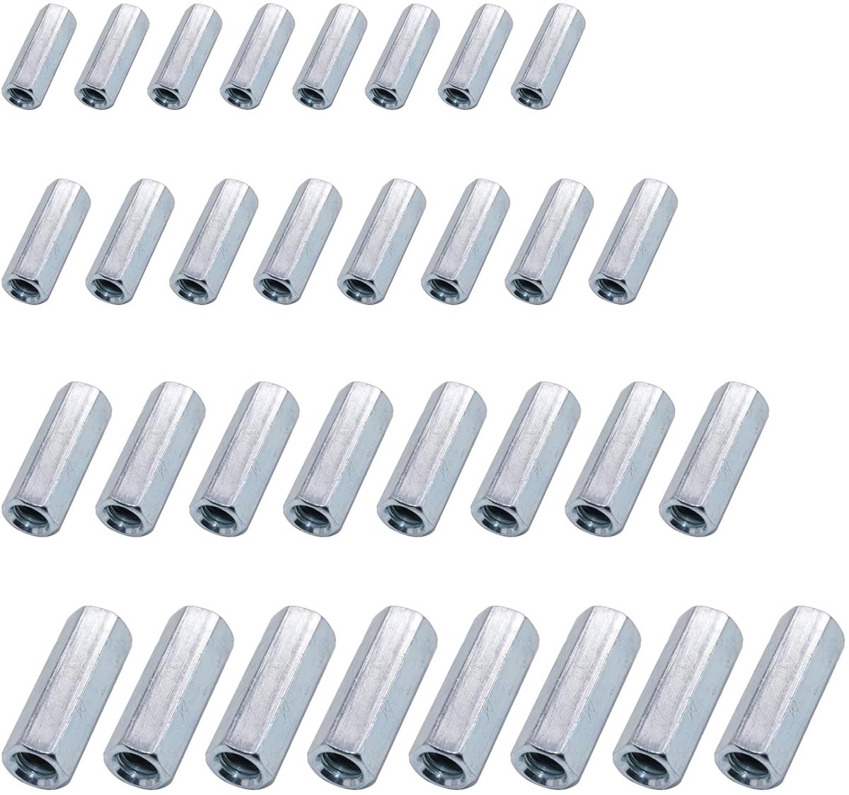 Hex verbindingen moeren set 32 stuks - M6, M8, M10, M12 - gegalvaniseerd staal - ideaal voor kantoortoepassingen - ShopVlot