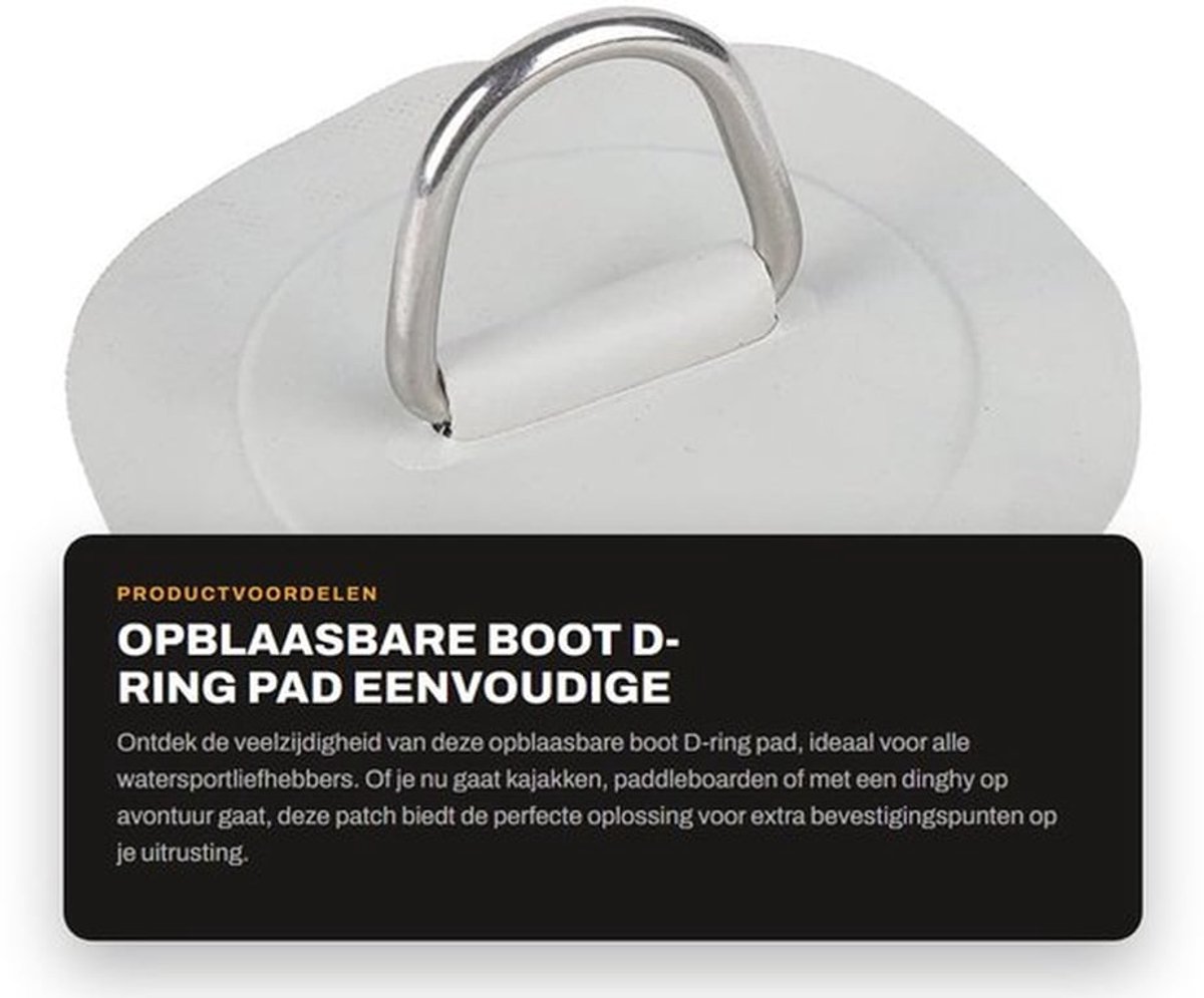D-Ring Pad - Eenvoudige installatie - PVC/RVS - Opblaasbare Boot - Extra ankerpunten - Duurzaam en milieuvriendelijk - Bootaccessoire