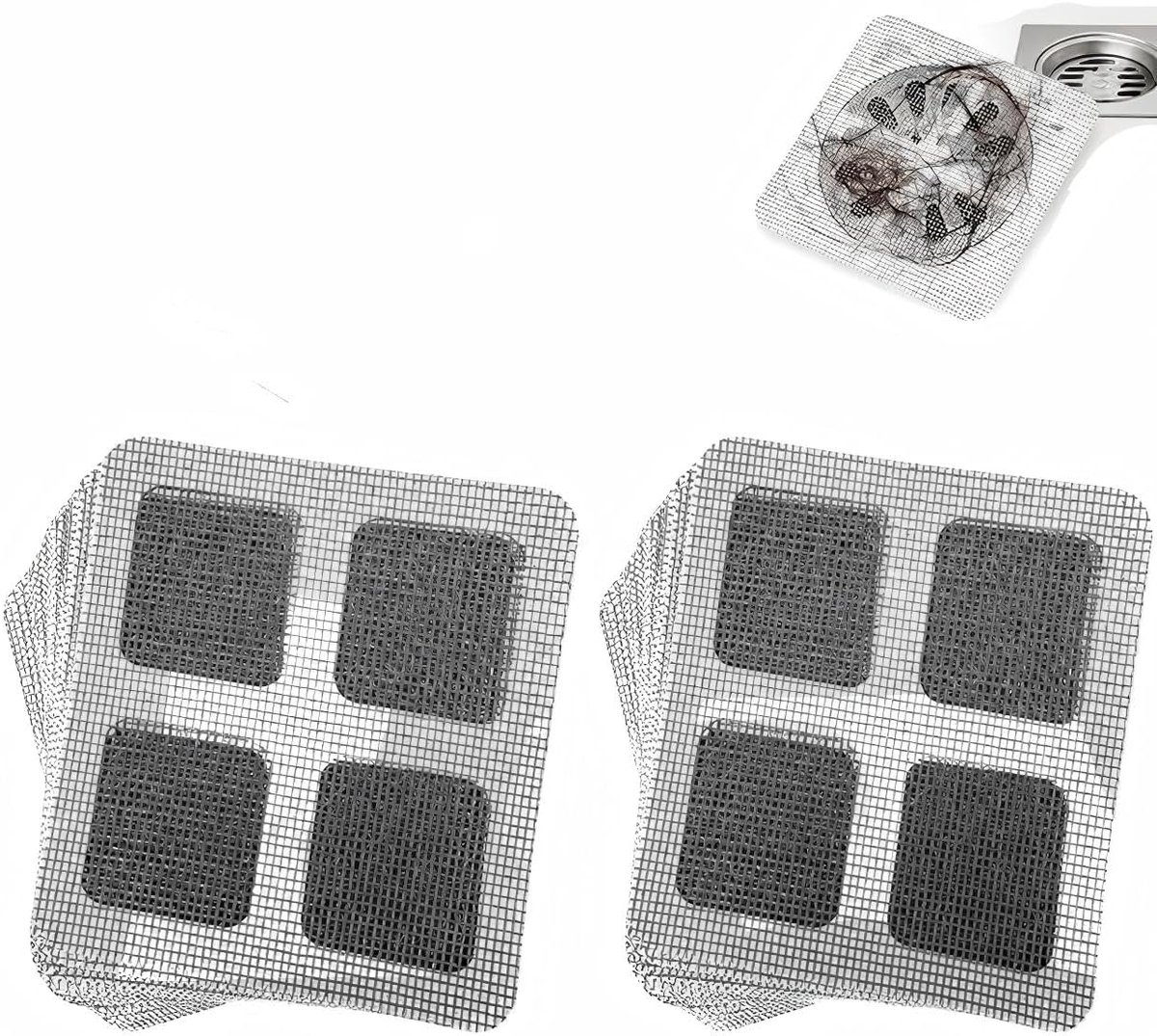 Haarzeef voor douche en afvoer 100 stuks - wegwerp 10x10 cm - sterke hechting - ideaal voor badkamer en keuken - ShopVlot