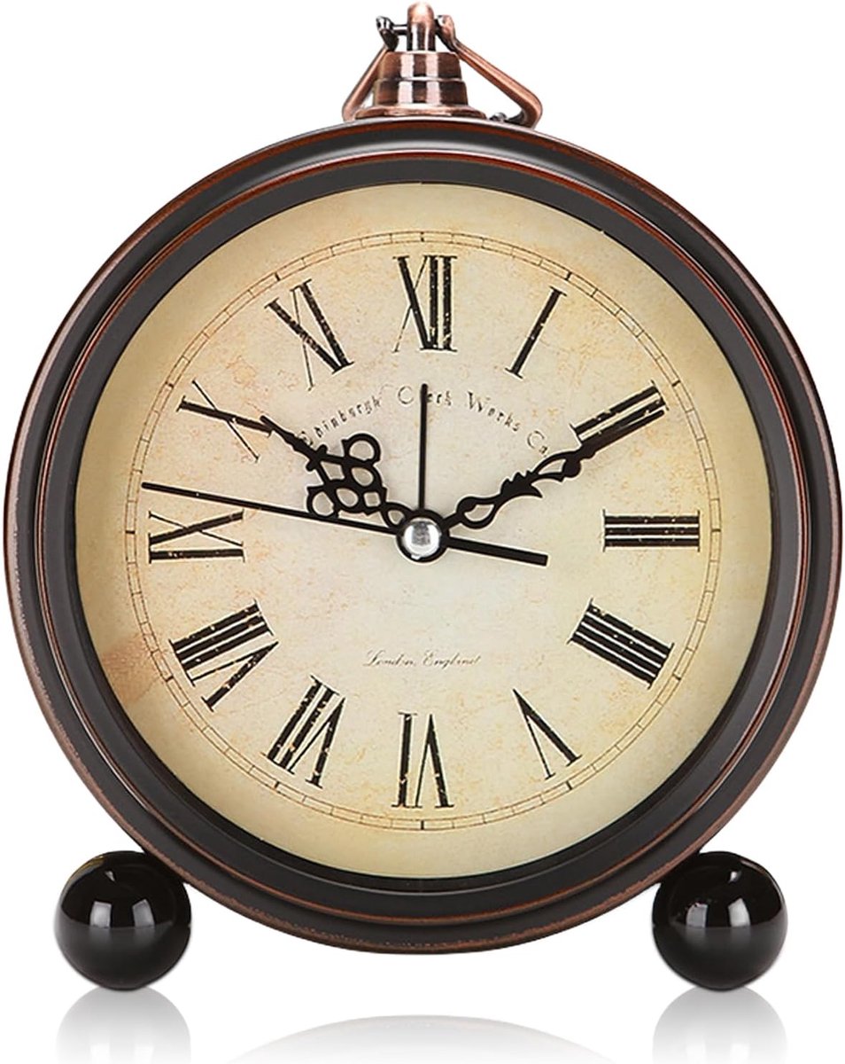 Retro alarmklok - analoog - vintage stijl - stille werking voor slaapkamer - ShopVlot