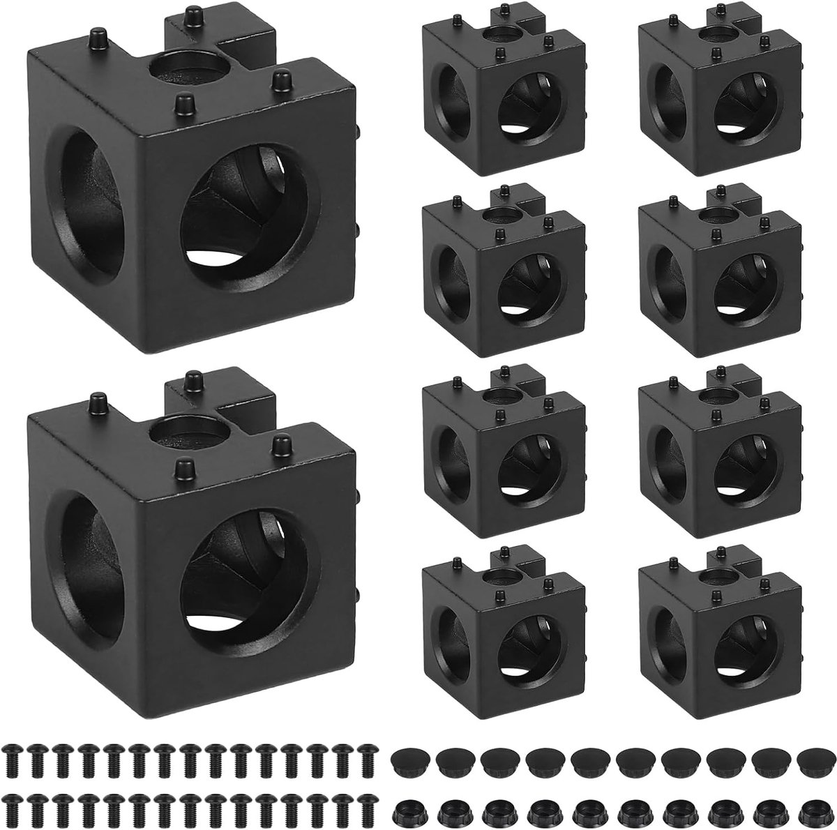 Hoekverbinder 3D 40x40 - Aluminium profiel - Zwart - Voor stevige verbinding van profielen - ShopVlot