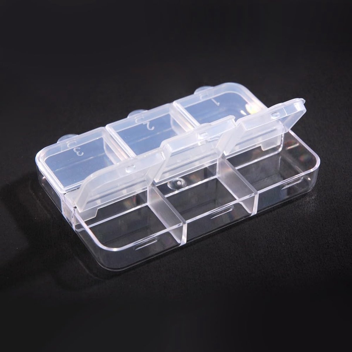 Mini opbergdozen set van 8 - 6 compartimenten - transparant - ideaal voor kleine onderdelen - ShopVlot