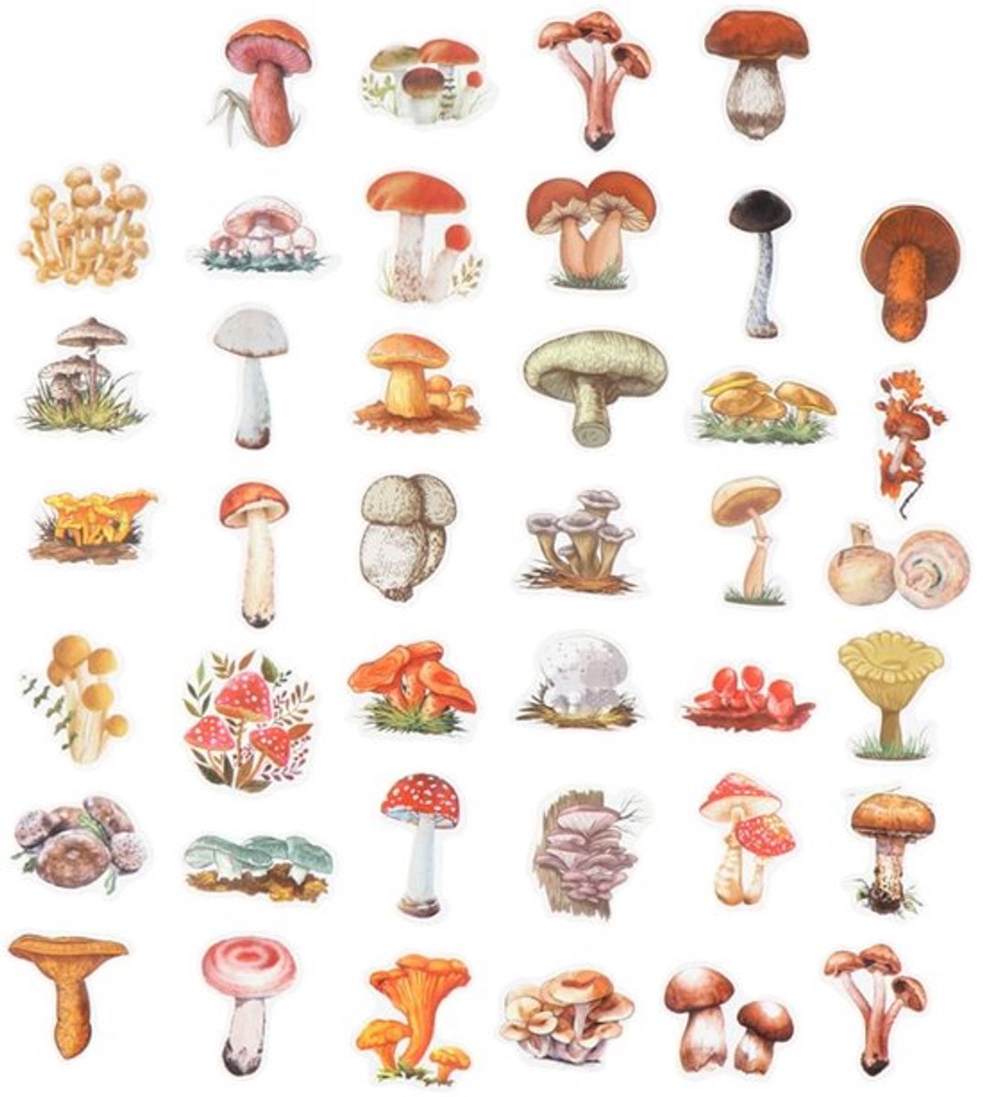 Stickers Paddestoel Set van 120 - DIY Stickers - Scrapbooking - Dagboekstickers - Decoratieve Stickers - PVC Materialen - Decoratiestickers