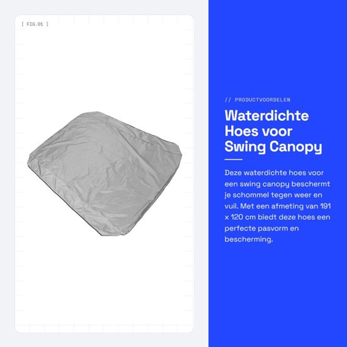 Hoes Luifel Waterdicht - Vervangende Hoes - Schommelhoes - 191 x 120 cm - Verzilverd Polyester Taft - Stofdicht - Luifelhoes