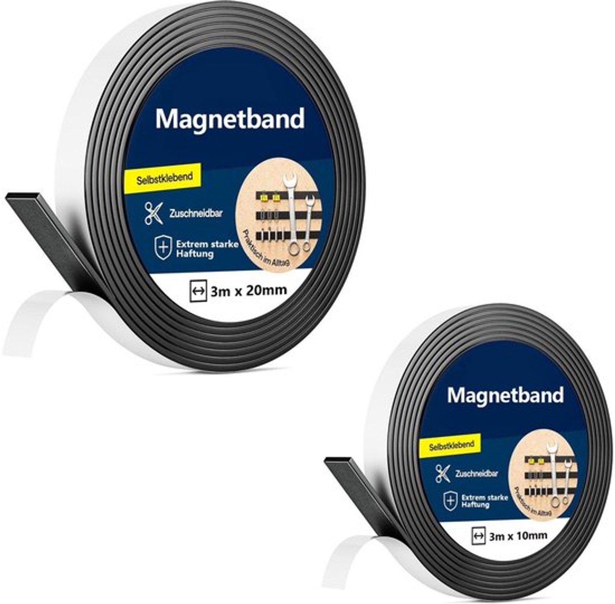 Magneetband 3 meter - Zelfklevend - Magneetstrip 2 mm - Magnetische Tape - Magnetische Band - Set van 2 maten
