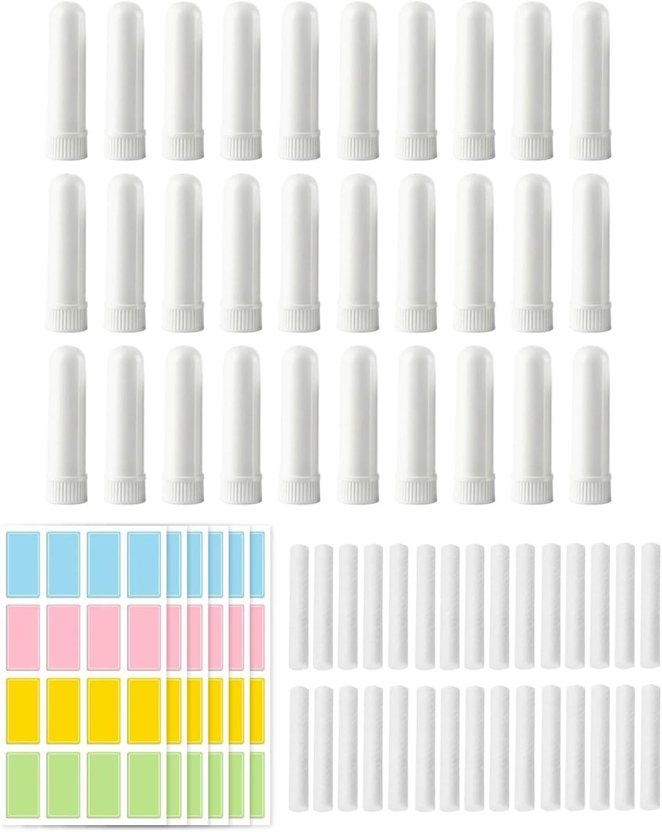 Aromatherapie inhalers - set van 30 stuks - met 80 labels - voor ontspanning en slaap - ShopVlot