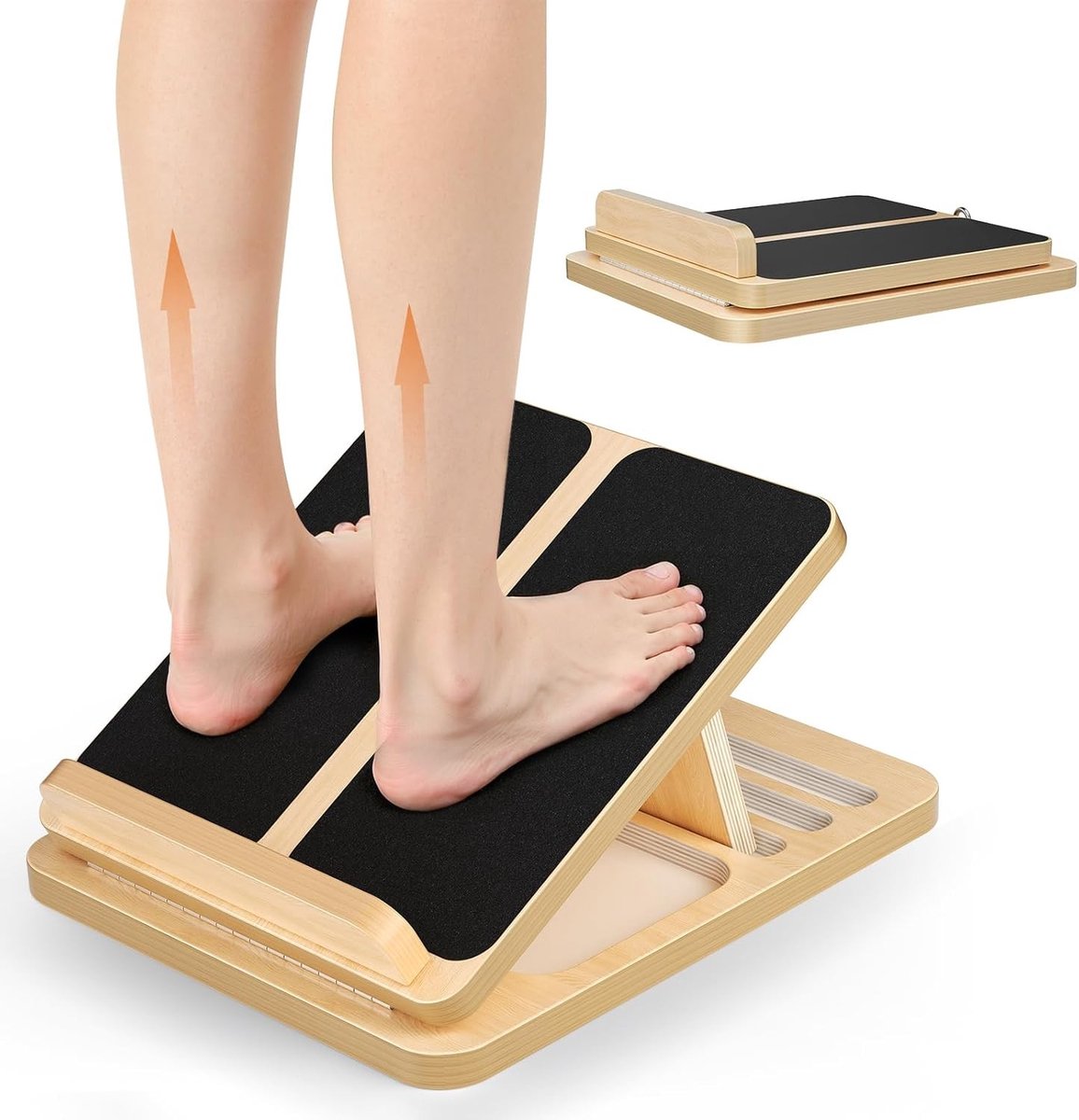 Verstelbare Houten Hellingsplank voor Kalfverlichting, 4 Posities, Antislip Oppervlak, Ideaal voor Rekken van Achilles en Plantar Fasciitis