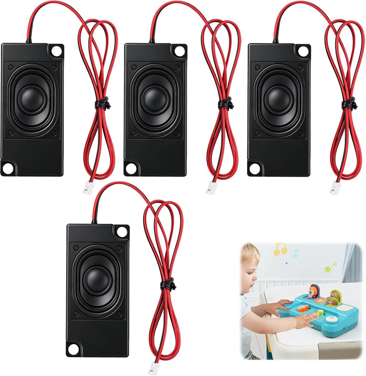 Luidsprekers 3 W 8 Ohm - Set van 4 - JST-PH2.0-interface - Perfect voor doe-het-zelf projecten - ShopVlot