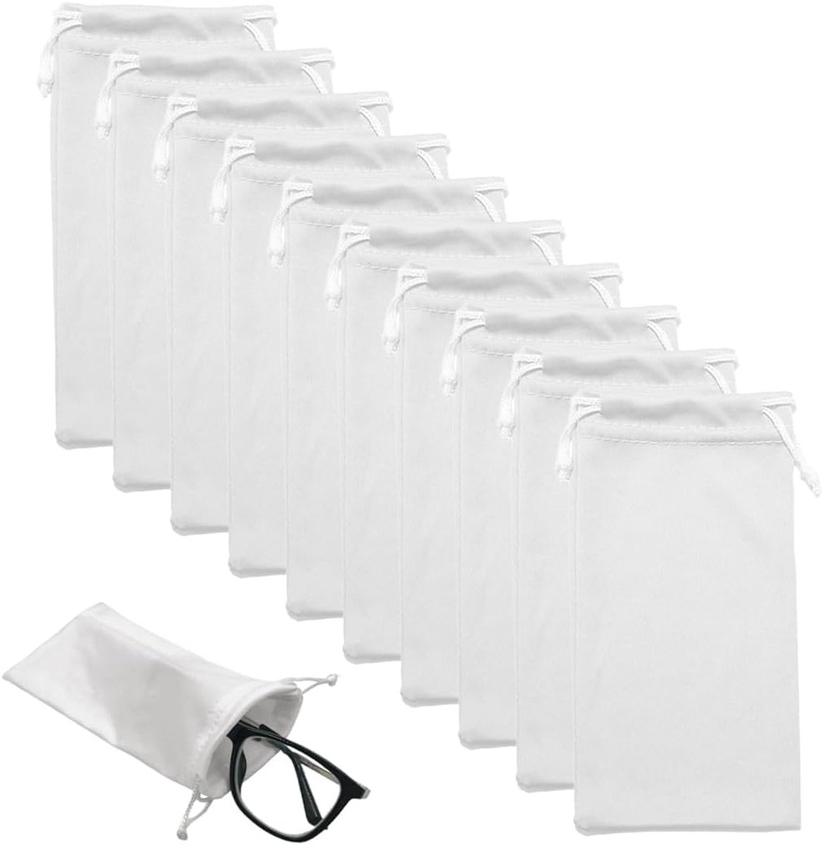 Pack of 10 Soft Glasses Bags, Soft Glasses Case, Microfibre Drawstring Pouch, Sunglasses Bag, Microfiber Bag - ShopVlot