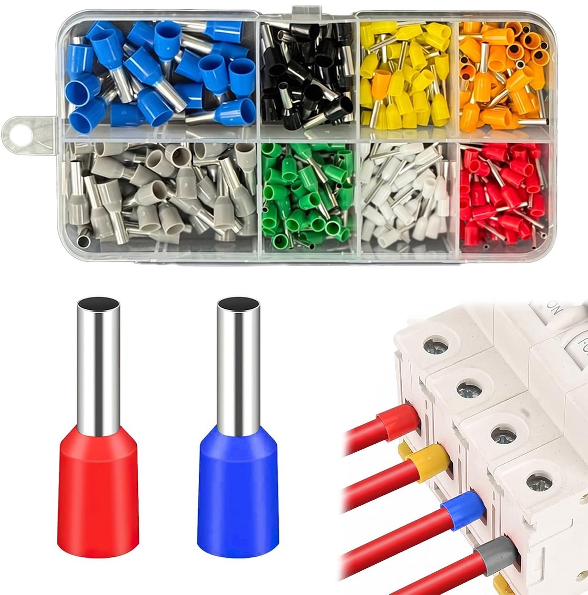 Box of 300 Insulated Cord-End Ferrules, Crimp Terminal Connectors for Electrical Wiring, Ideal for Garages - ShopVlot